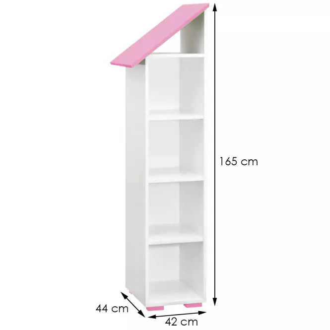 Regál Bb03  4p bal fehér+Rózsaszín