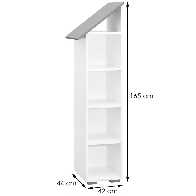 Regál Bb03  4p bal fehér+szürke,2