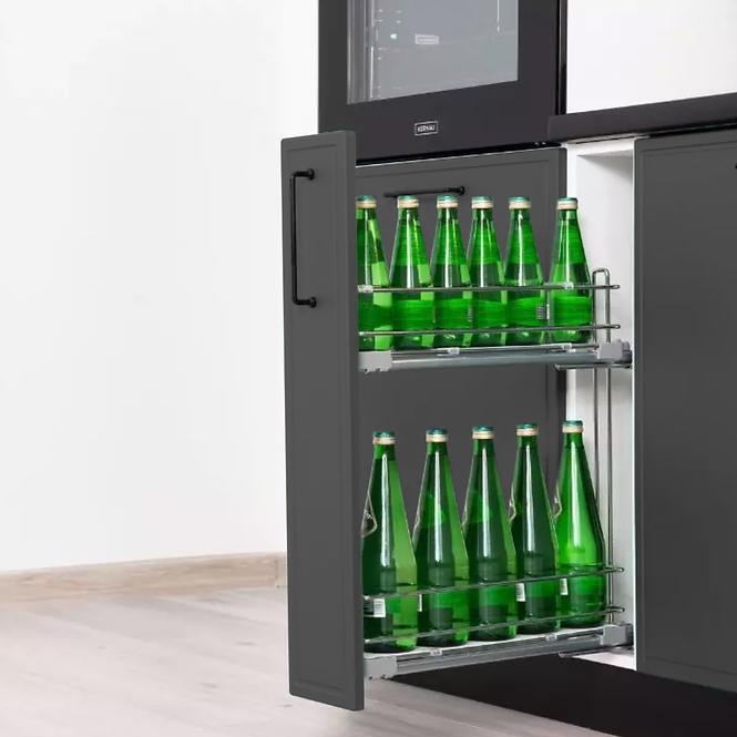 Konyhaszekrény Emily W60/68 Slim Pl ezüst kapucnival fekete borsó