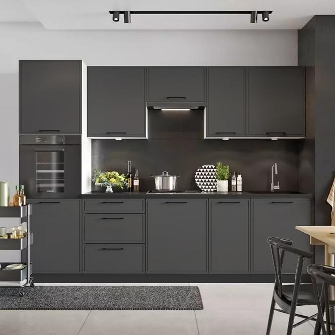 Konyhaszekrény Emily W60/68 Slim Pl ezüst kapucnival fekete borsó