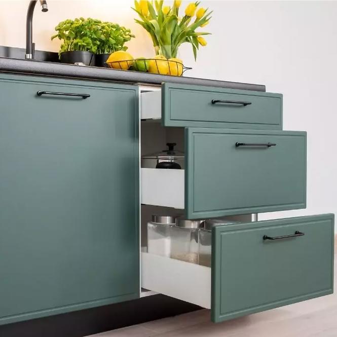 Konyhaszekrény Emily W60/68 Slim ezüst kapucnival zöld matt