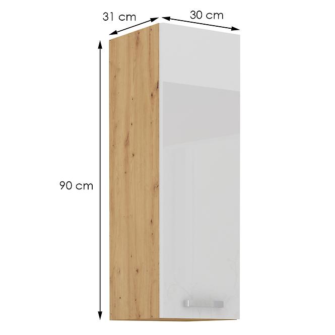 Konyhaszekrény Artisan fehér fényű 30G-90 1F,2