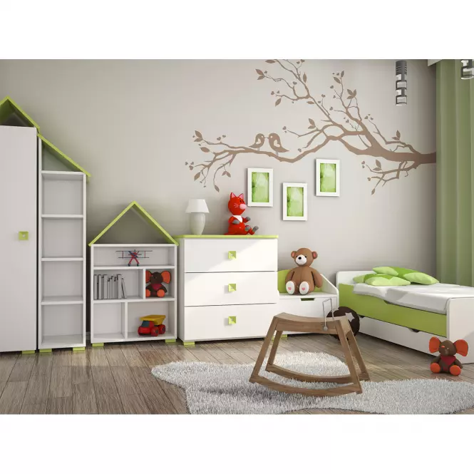 Szekrény Bb04 Biely+Zöld,3