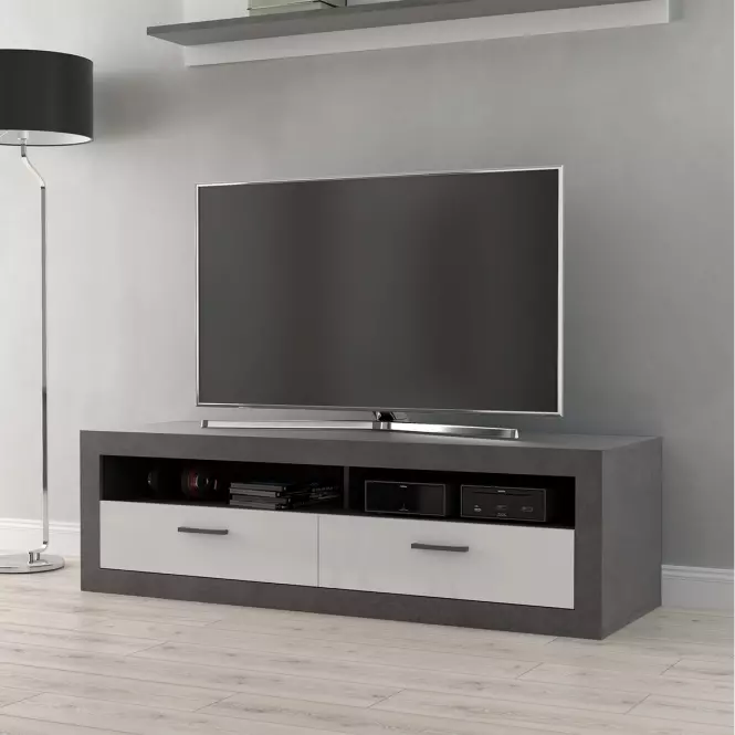 Szekrény RTV Trebbia  4d Konkrét /fehér fényes,8