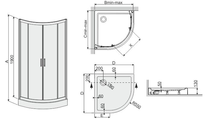 Zuhanykabin Glass Protec  Pol.Kp4/Tx5b 80/190 W15 Sb+Bpza 2el