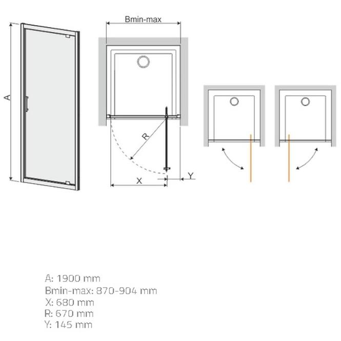 Zuhanyajtó Dj/Tx5b 90 W15 Sb Üveg Protect