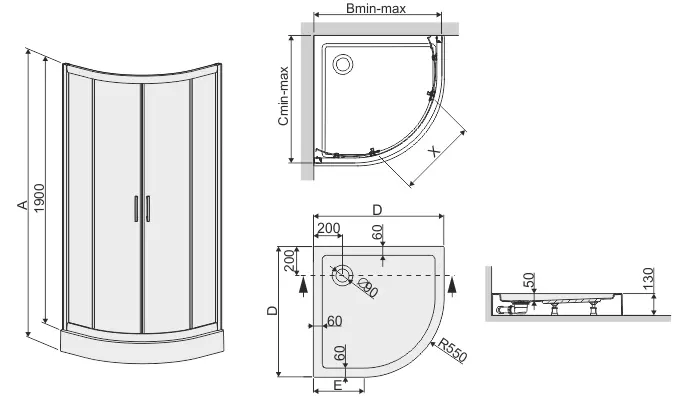 Zuhanykabin Glass Protect íves  Pol.Kp4/Tx5b 90/190 W15 Sb+Bpza 2el Glass Protec,3
