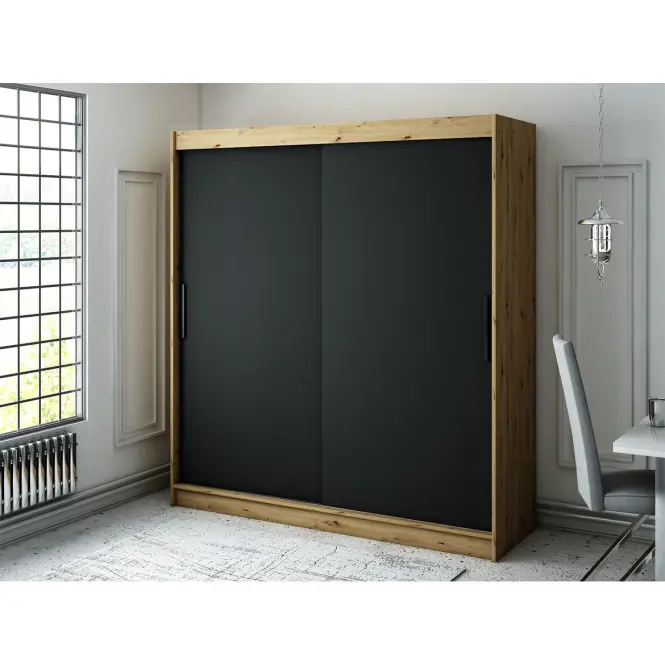 Szekrény Halifax T 200 Tölgy Artisan/fekete,6