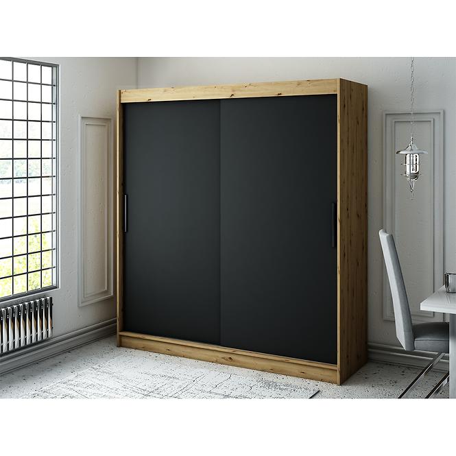 Szekrény Halifax T 200 Tölgy Artisan/fekete,6
