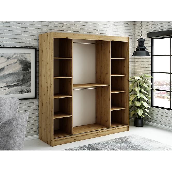 Szekrény Halifax T1 200 Tölgy Artisan/fekete/Tükör