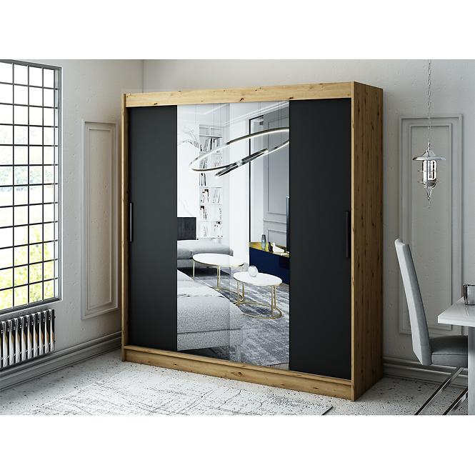 Szekrény Halifax T1 200 Tölgy Artisan/fekete/Tükör