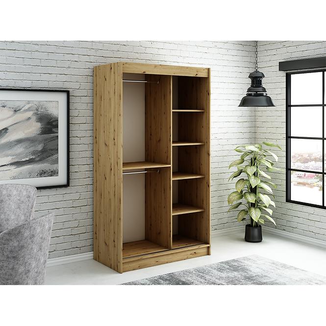 Szekrény Halifax T2 120 Tölgy Artisan/fekete/Tükör
