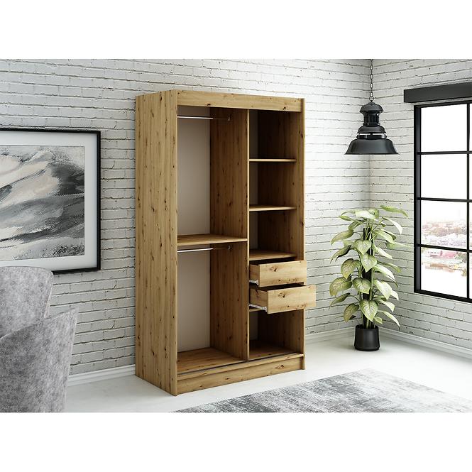 Szekrény Halifax T2 120 Tölgy Artisan/fekete/Tükör