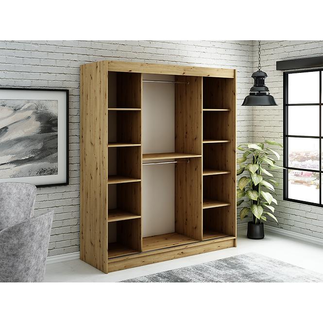 Szekrény Halifax T2 180 Tölgy Artisan/fekete/Tükör,4
