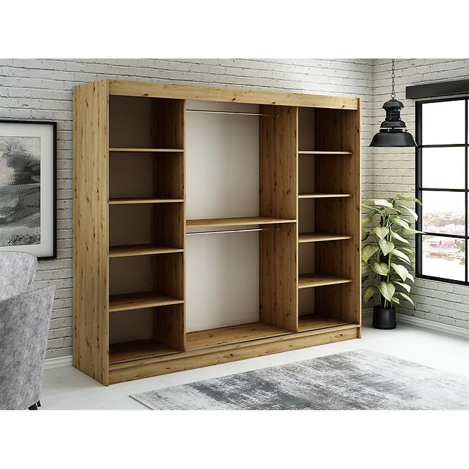 Szekrény Halifax T2 250 Tölgy Artisan/fekete/Tükör