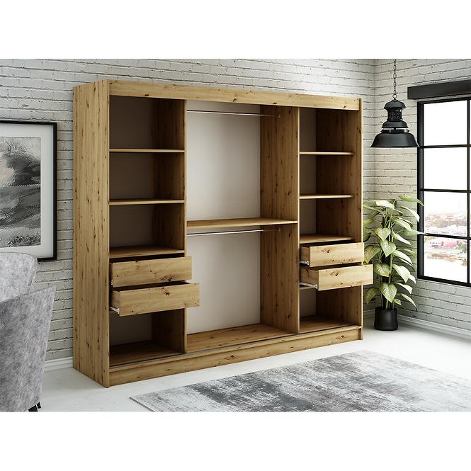 Szekrény Halifax T2 250 Tölgy Artisan/fekete/Tükör