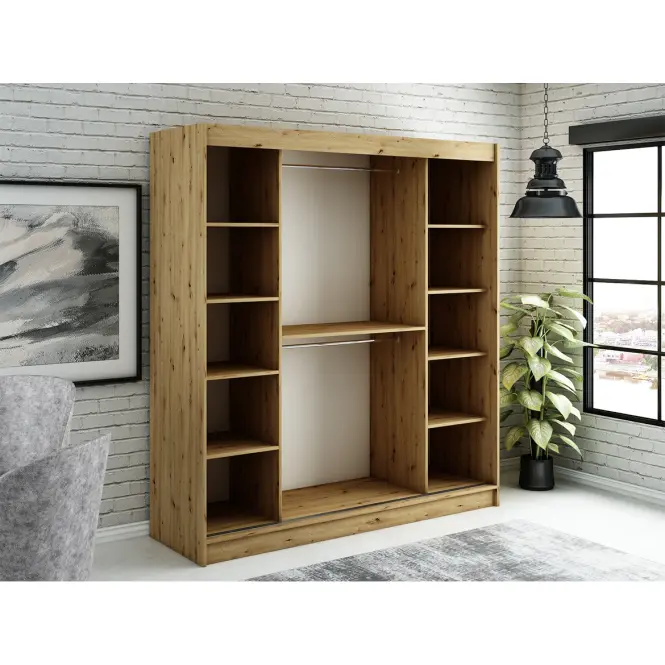 Szekrény Halifax Y1 200 Tölgy Artisan/fekete/Tükör,4