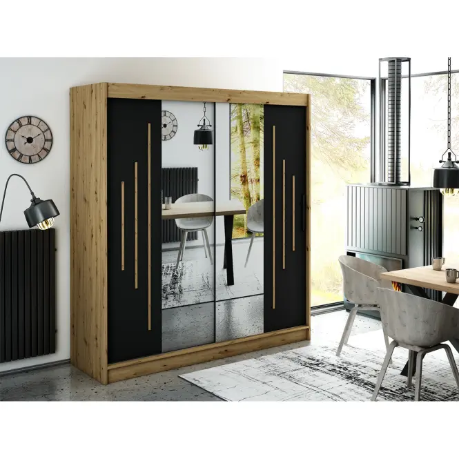 Szekrény Halifax Y1 200 Tölgy Artisan/fekete/Tükör,6