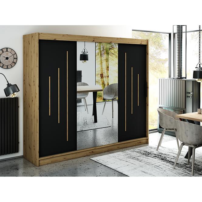 Szekrény Halifax Y1 250 Tölgy Artisan/fekete/Tükör,6