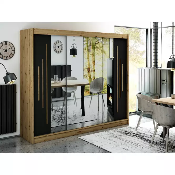 Szekrény Halifax Y2 250 Tölgy Artisan/fekete/Tükör