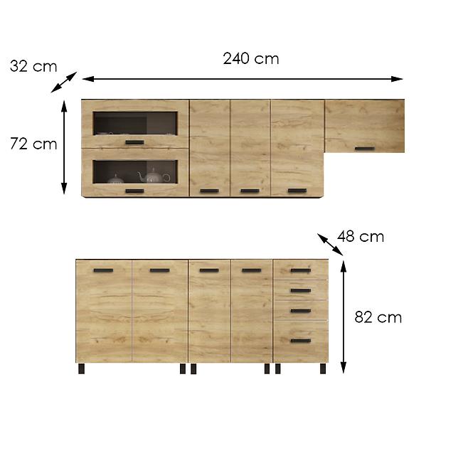 Konyhabútor Lucjan 240 asztallap nélkül artisan