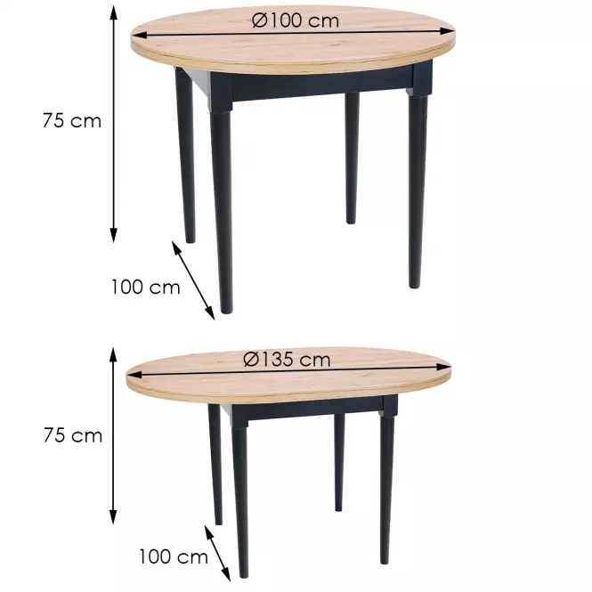 Asztal Odys 100x100+35 Cm