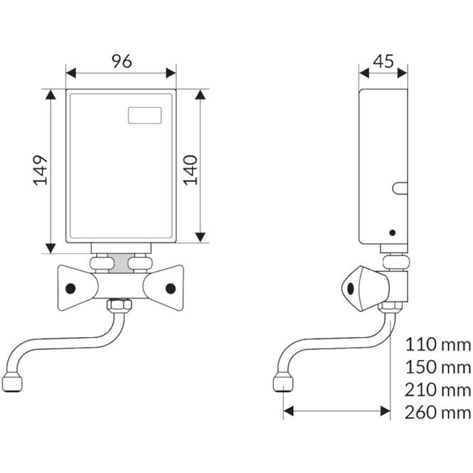 Elektromos vízmelegítő 3,5 kW Perfect 210 mm