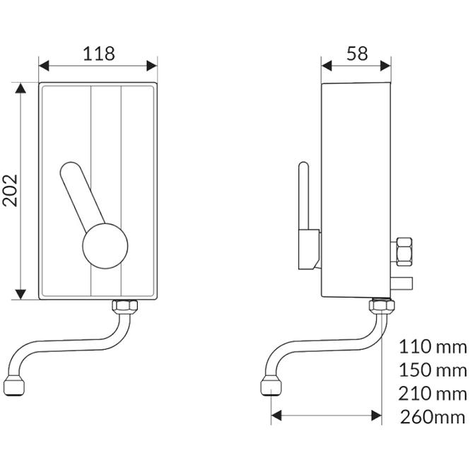 Elektromos vízmelegítő mix 3,5 kW Perfect 150 mm