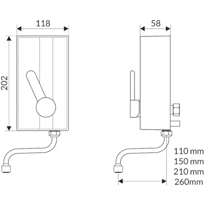 Elektromos vízmelegítő mix 3,5 kW Perfect 150 mm,2