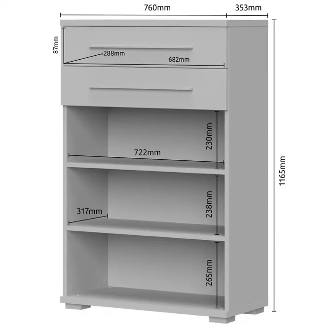 Komód 2d2s Piano Cpl22 fehér fényes