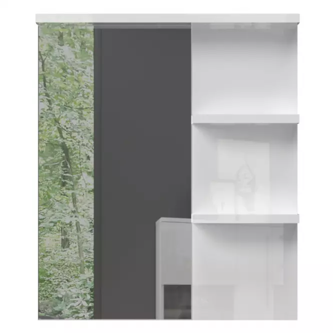 Tükör Led+Półki Piano Ogp Fehér fényes,3