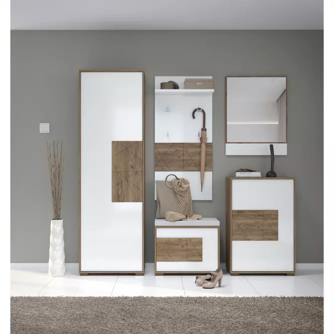 Cipősszekrény Stela K1 Tobacco Oak/Crystal White