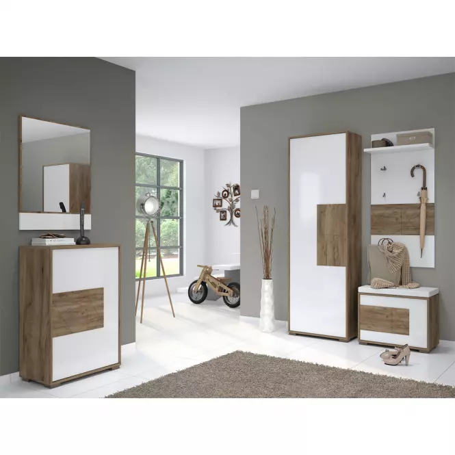 Cipősszekrény Stela K1 Tobacco Oak/Crystal White