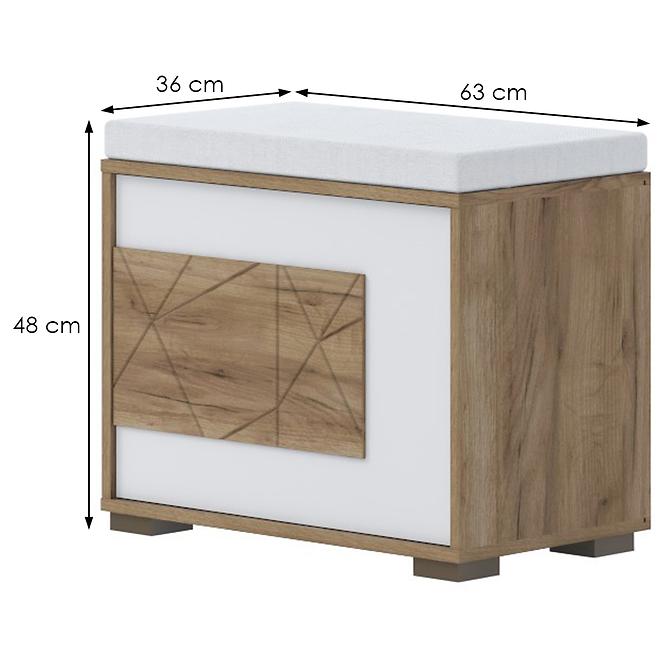 Cipősszekrény Stela K1 Tobacco Oak/Crystal White