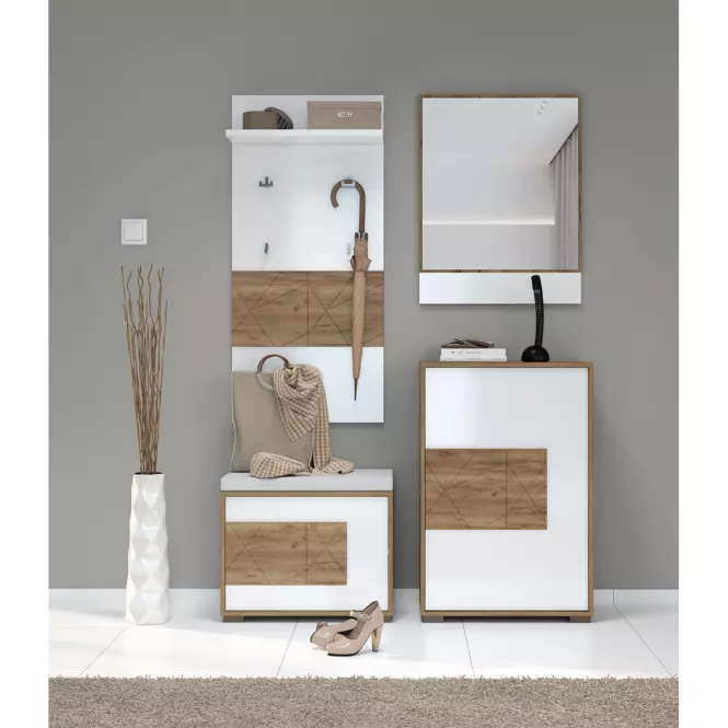 Cipősszekrény Stela K1 Tobacco Oak/Crystal White