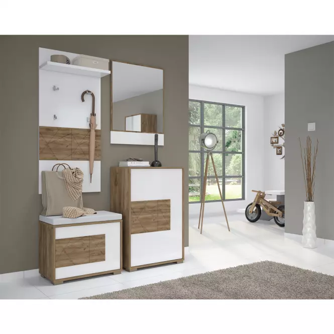 Cipősszekrény Stela K1 Tobacco Oak/Crystal White