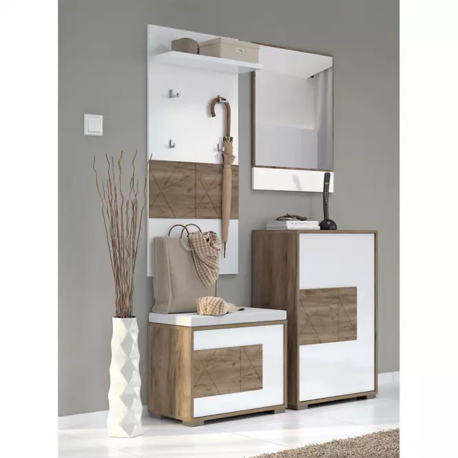 Cipősszekrény Stela K1 Tobacco Oak/Crystal White