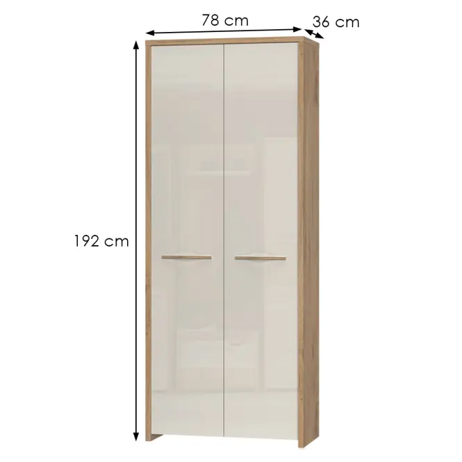 Szekrény 2d Gala V2 Pacific Walnut/Beige
