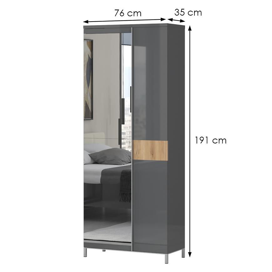 Szekrény 2d Onyx Lustro V2 Pacific Walnut/Anthracite