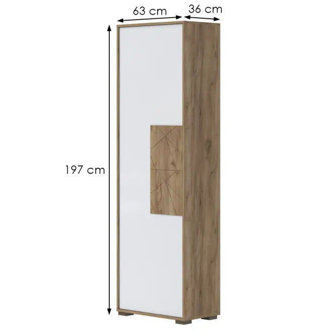Szekrény 1d Stela V1 Tobacco Oak/Crystal White,2