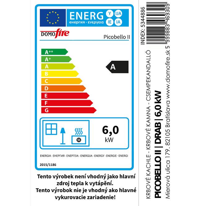 Kandallókályha Picobello II drab 6kw