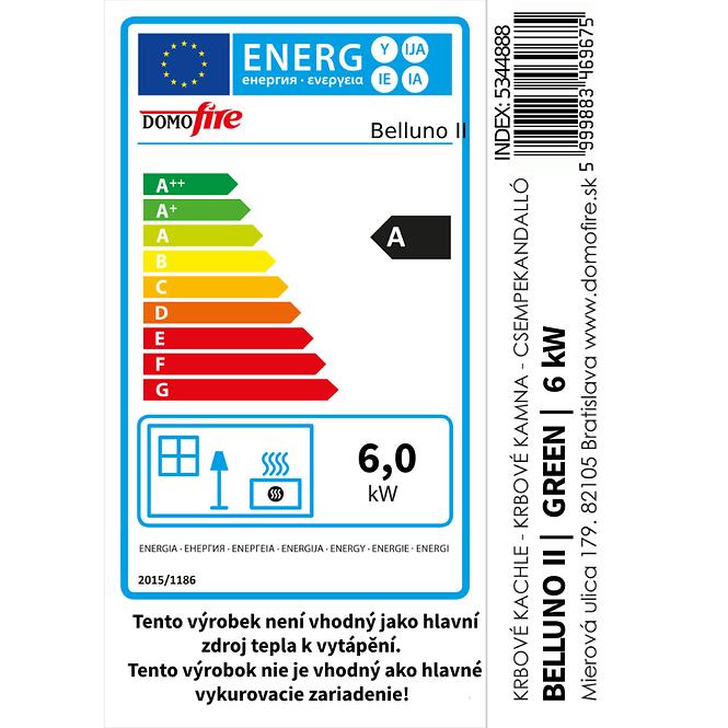 Kandallókályha Belluno II green 6kw