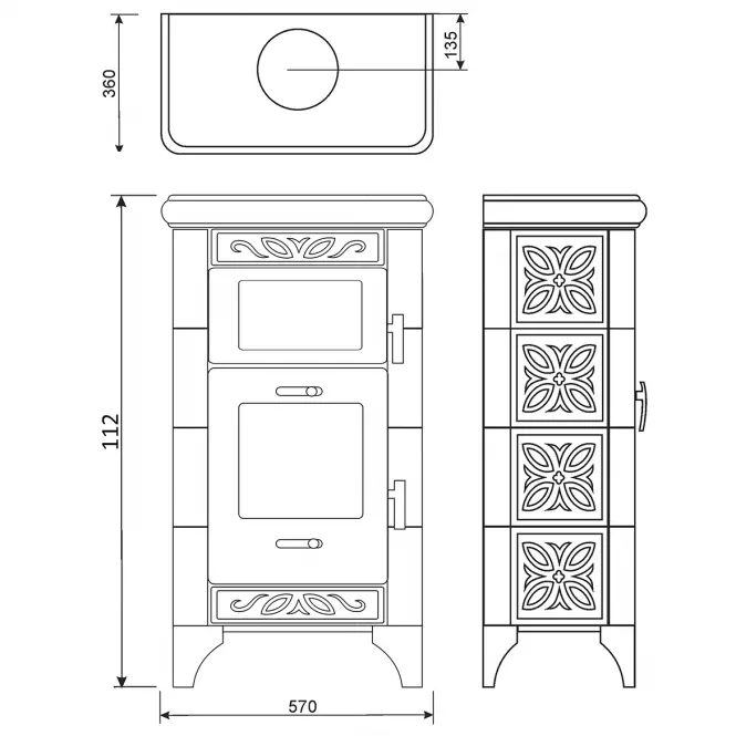 Kandallókályha Bologna II goldbrown 6kw,2