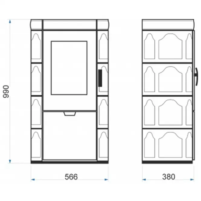 Kandallókályha Bergamo II drab 7kw,3