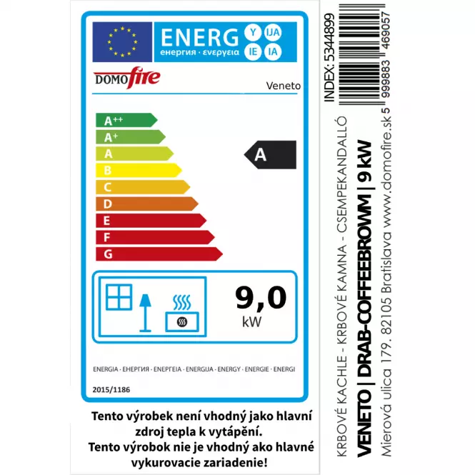 Kandallókályha Veneto drab-coffebrown 9 kw