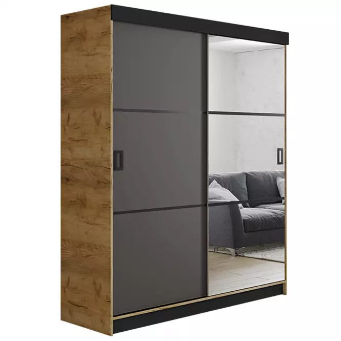 Szekrény Retro 138 3L craft/ grafit ajtók