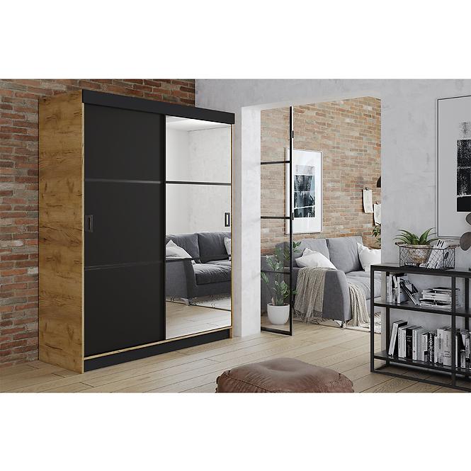 Szekrény Retro 138 3L craft/ fekete ajtók