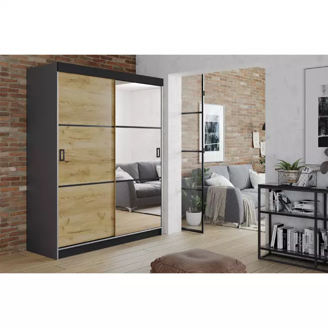 Szekrény Retro 138 3L grafit/ craft ajtók