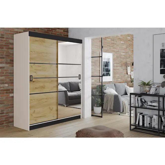 Szekrény Retro 138 4L fehér / arany craft ajtók,4