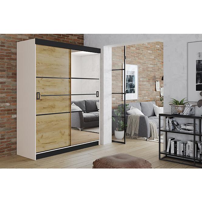 Szekrény Retro 138 4L fehér / arany craft ajtók,4